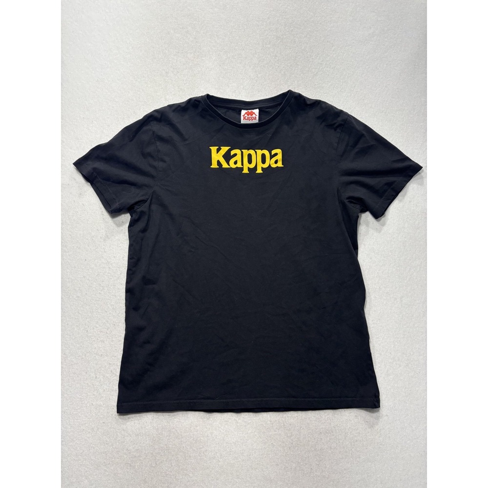 Kappa Shirt Mens XL Black Logo Graphic Tee Short Sleeve Cotton Jersey Sports